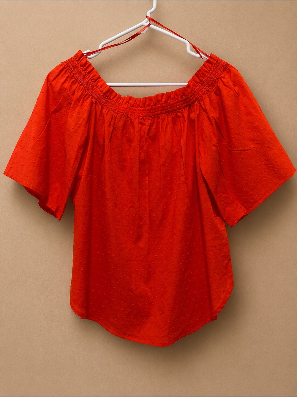 H&M Bright Red Off-Shoulder Peasant Top